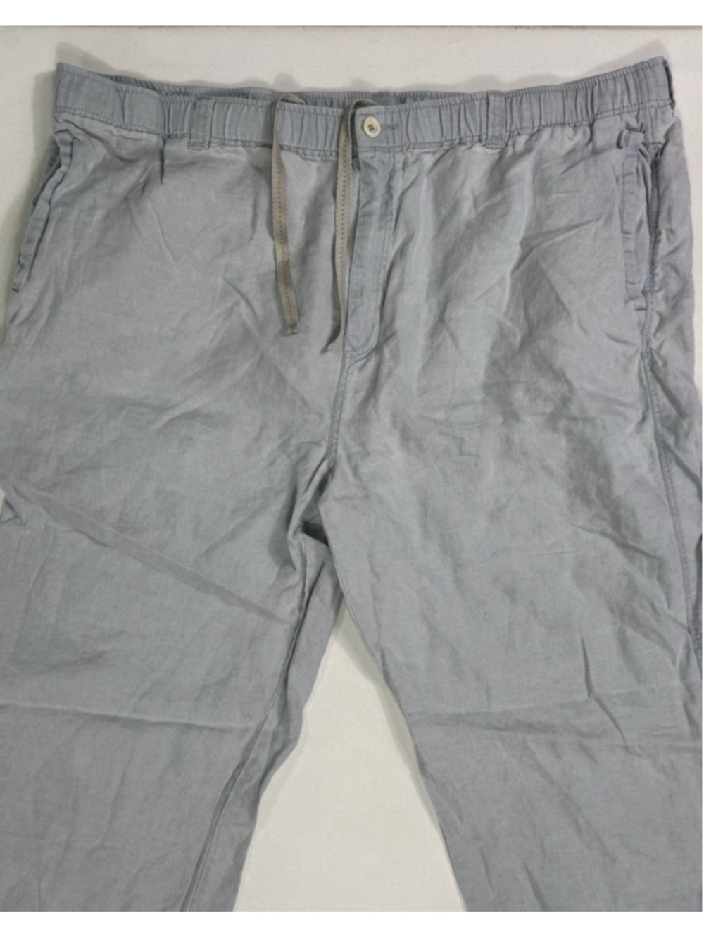 Tommy Bahama Soft Linen Pants Men 4XL 44 Lt Blue Cotton Drwstring Relax Elastic